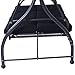 Tangkula Converting Outdoor Swing Patio Porch Garden Swing with Comfortable Cushion Seats, Adjustable Canopy & Coated Steel Frame Hammock 3 Seats Patio Deck Furniture (Black)
