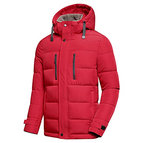 Men 2021 Winter Classic Warm Fleece Detachable Hat Parkas Jacket