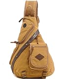 Zerlar Men's Chest Pack Crossbody Bag Vintage Canvas Shoulder Sling Bag Rucksack