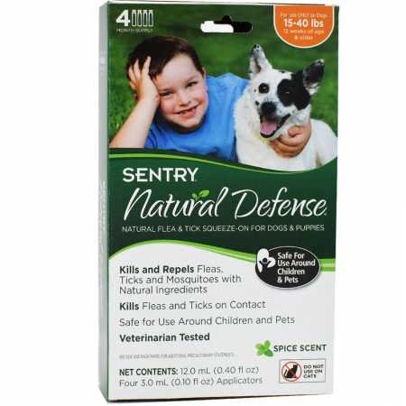 SENTRY Natural Defense Flea and Tick Topical for Dogs, 15-40 lbs, 4 Month Supply SENTRY Natural Defense Flea and Tick Topical for Dogs, 15-40 lbs, 4 Month Supply