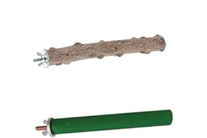 LITEWOO 2 PCS Bird Perch Stand Toy Parrot Colorful Sand Wooden Stand + Natural Prickly Ash Wood Platform Paw Grind Trim Beak Nail for Parakeet Budgie Cockatiel Cockatoo Finch Lovebird Cage Accessories