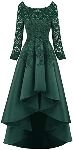 Scarisee Womens Long Sleeves Beaded High Low Evening Prom Party Dresses LaceSA91