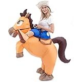 Spooktacular Creations Inflatable Cowboy Riding a Horse Air Blow-up Deluxe Halloween Costume - Adult Size