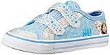 Disney Frozen Elsa and Anna Hook-and-Loop Sneaker, Blue/Silver, 10 M US Toddler