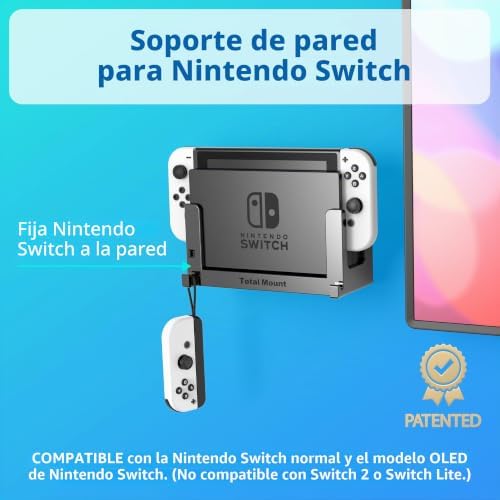 Innovelis TotalMount Soporte de Pared para la Consola Nintendo Switch (no para OLED) con gestión del Calor y Clip de Seguridad Negro
