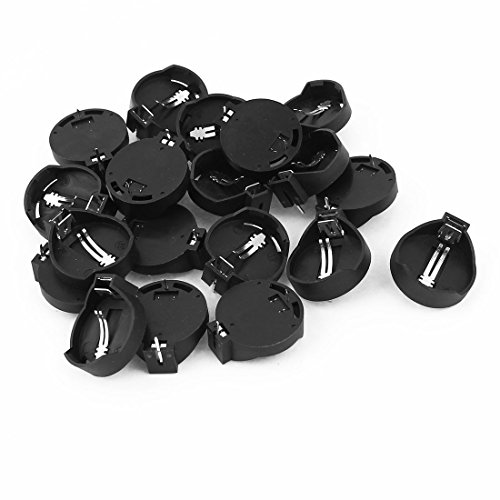 uxcell 3V CR2032 CR2025 Cell Button Battery Holder Black Silver Tone 20 Pcs
