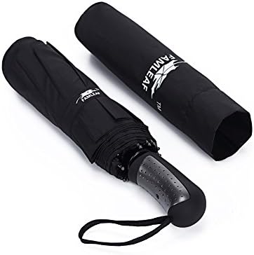 Famleaf Auto Open Close Compact Windproof Golf Umbrella with Anti-Slip Handle, 210T Waterproof Canopy, 9 Reinforced Ribs,Keep Two People Dry