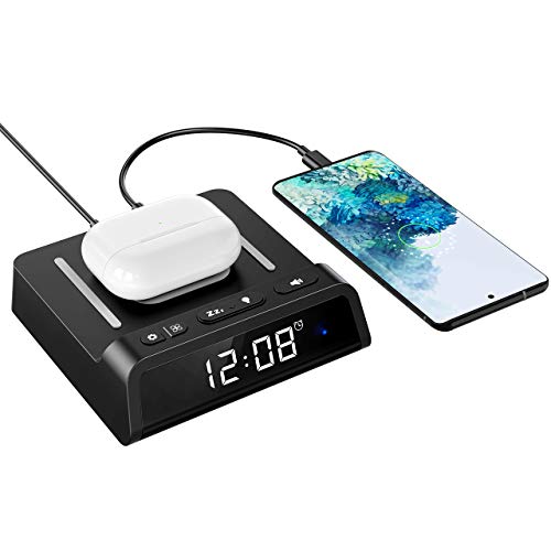 Seneo Alarm Clock with Wireless Charging Pad, 7.5W Wireless Charger for