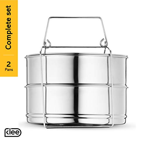 Klee Utensils 3-Piece Stackable Stainless Steel Pressure Cooker Insert Pans with Lid