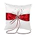Yosoo 20cmx20cm Bridal Wedding Pocket Ring Pillow Cushion Bearer with Double Hearts Decoration, Red