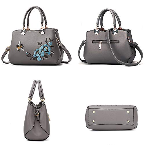 ELDA Small Satchel Bags For Women Crossbody Embroidery Top Handle Handbags Ladies Shoulder Purse