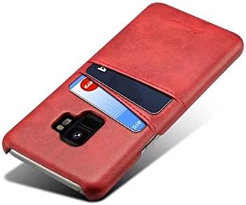 Samsung S9 Leather Case,Galaxy S9 Wallet Phone Case,Slim PU Back Cover,Vintage Series Leather Design with Card Slot(Red)