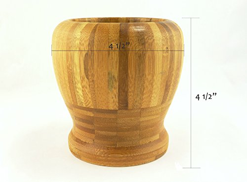 Bamboo Mortar and Pestle, Set for Grinding and Crushing