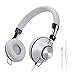 Reetec Lightweight Stereo Bass On-ear Headphones Over-ear Headsets Earphones with Microphone 3.5mm for Cellphones iphone Laptop Tablet Mp4 Mp3 (White)