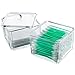 JAROFUREL Kryllic Q tips Organizer - Qtip Holder - Qtip Holder Bathroom - Cotton Swab Holder - 2 Slot Acrylic Bathroom Organizer with Lid - Cotton Ball Holder, Clear, 4x4x5.5 Inch (Pack of 1)