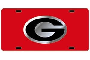 BUTO Craftique Georgia Bulldogs Red Car Tag W/Silver/Black Logo G