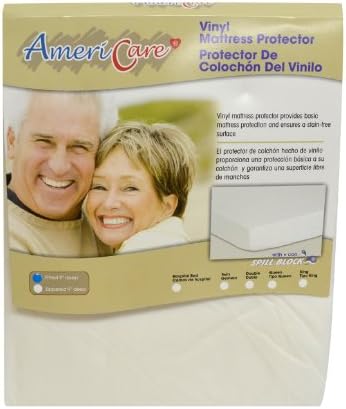 Americare Vinyl Fitted Mattress Protector, Queen, White