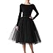 WDPL Women's A-line Knee Length Prom Party Tulle Tutu Skirt Medium Black