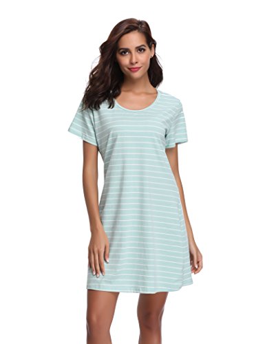 Luvrobes Women's Striped Cotton Knit Nightgown