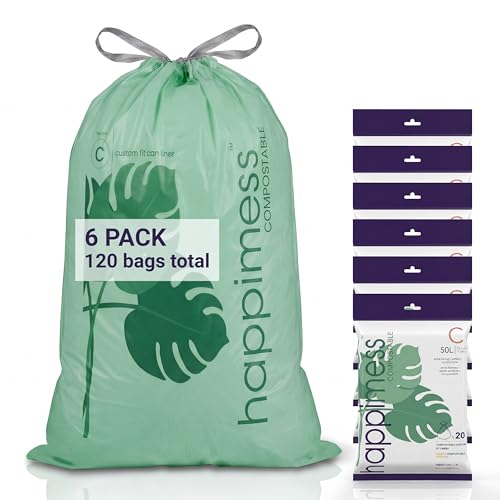 happimess Douglas 20-Count Unscented 13.2 Gal Trash Bags, Green, Pack of 6