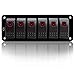 FXC Rocker Switch Aluminum Panel 6 Gang Toggle Switches Dash 5 Pin ON/Off 2 LED Backlit for Boat Car Marine Red