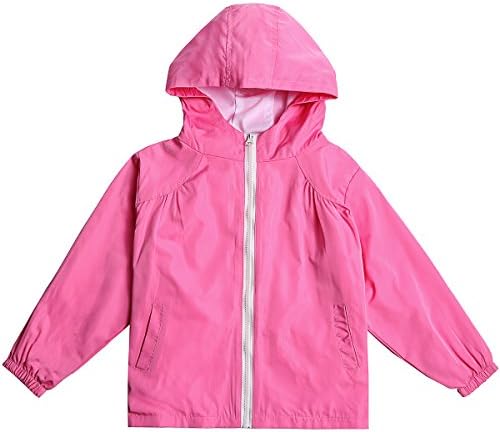 STIME Children's Boys Girls Waterproof Raincoat Jacket with Hooded (6(for Age 6-8Y), Pink)