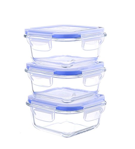 Glass 6pc Assorted Oven Safe Container Set Glasslock Food Storage 10-Ounce, Blue