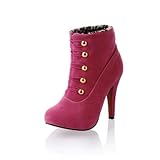 Charm Foot Vintage Womens Platform High Heel Ankle Boots Riding Boots