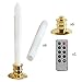 CelebrationLight 6 Pack Flameless Taper Candles with Remote/Timer, Battery Operated Flickering LED Window Candles, Vintage Christmas Electric Fake Candlesticks, Golden Holder
