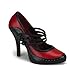 4 1/2 Inch Red Black Wing Tip Mary Janes High Heel Pumps Two Tone