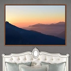 signwin Framed Canvas Wall Art Orange Sunset Abstract...