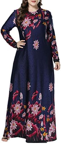 Women Muslim Gowns Maxi Dresses - Floral Cocktail Evening Clothing Plus Size Dubai Abaya Kaftan Robe Elegant