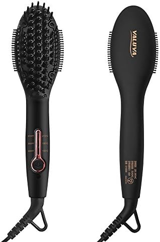 Straightener Hair Brush YALUYA Ceramic Portable Electric Heat Brush Straightening Irons 100-240V Fast Heating MCH Technology 3 Temperature Settings Anion Moisture Hair Styling Tools for Travel (Black)