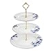 Porlien Gold Trimmed Blue Floral 3 Tier Cake Stand, Dessert Stand, Cupcake Stand