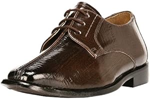 LIBERTYZENO Boys Animal Print Genuine Leather Kids Classic Lace Up Oxford Dress Shoes