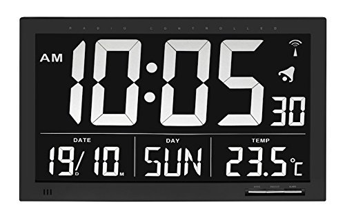 TFA Dostmann 60.4505 digital radio controlled Wall Clock Vesuv (black)