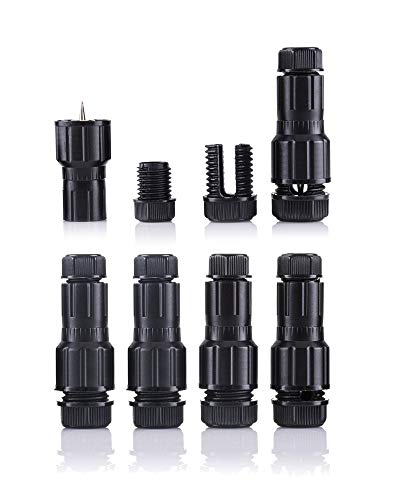 ICreating 6-Pack Low Voltage Wire Connectors – Waterproof Landscape Lighting Connectors For 12/2 To 14/2 Gauge, Screw-Tight Design, Nickel-Plated Brass Pins, Nylon Shell