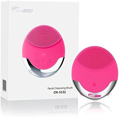 CHAINER Sonic Facial Cleansing Brush -Massager Brush Facial Cleansing &amp; Massager Silicon Vibrating Gentle Exfoliation for all Skin Types Waterproof with USB Rechargeable (PINK)
