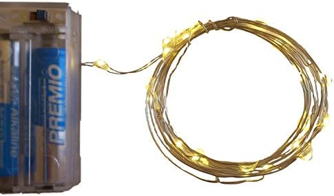 Fairy Lights Warm White Packs of LED Silver Wire String Lights Battery Powered. Bright Mini Leds on a 6.57 Feet Ultra-thin Silver Wire (12-Pack)