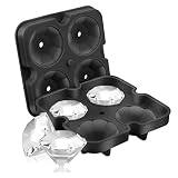 SAWNZC Ice Cube Trays Diamond Ice Cube Molds BPA Free Reusable Silicone Flexible 4 Cavity Ice Maker for Chilling Whiskey Cocktails, Funnel Included