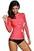 CharmLeaks Women's Long Sleeve Rash Guard Swimsuit UPF 50+ Sunblock Shirts Coral M