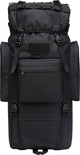 Hiking Camping Backpack 70L Internal Frame Tactical Backpacks for Hunting 600D Mountaineering Pack Travel Sports Bag Free Rain Cover Included by DALNK (Black)