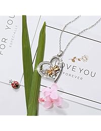 STROLLGIRL - Collar de plata de ley 925 con forma de corazón de abeja y circonita cúbica