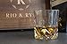 Whiskey Glasses and Stones Gift Set - 2 Large 7oz Whiskey Glasses, 8 Cooling Stones, Velvet Bag and Tongs in Handcrafted Wooden Box - Keep Your Drinks Chilled
