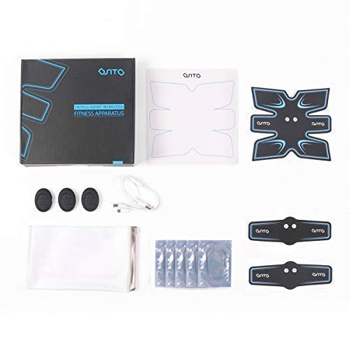 AOSTO Stimulateurs électriques, EMS Muscle Toner, Gym Workout et Fitness Body à la maison Stimulateur Taille Muscles Stimulateur Fitness Equipment (Whole Machine, Blue)