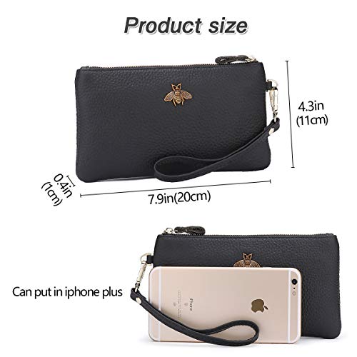 imeetu Clutch Handbag, Genuine Leather Wristlet Wallet Purse with Wrist Strap