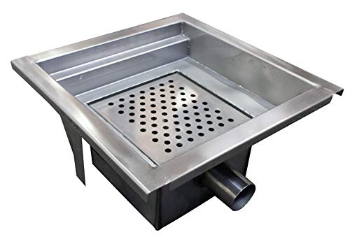 CAN300X300-SV Abflussrinne aus Edelstahl, abnehmbar, Siphon, vertikaler Ausgang, 300 mm x 300 mm x 15 mm