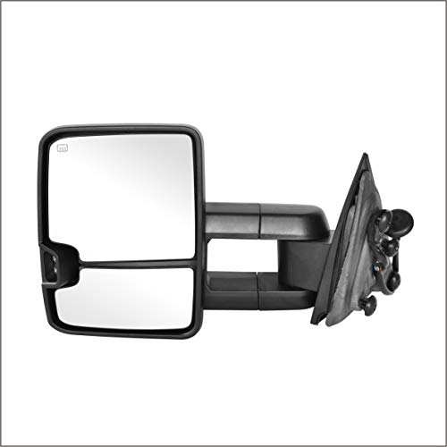 Perfit Zone Towing Mirrors Replacement Fit 2014-2017 for SILVERADO/GMC SIERRA, POWER HEATED,W/AMBER SIGNAL,CHROME (PAIR SET)