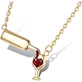 Caiyao Elegant Wine Bottle Cup Pendant Neckalce Copper Polishing Red Zircon Crystal Fashion Necklace for Women Jewelry