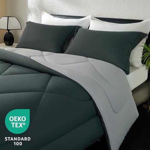beeweed Duvet Filling 240 x 260 cm for 180 cm Bed, Reversible Fibre Duvet Oeko-Tex Fibre, 300 g/m² in 100% Soft Microfibre, with 2 Pillow Cases